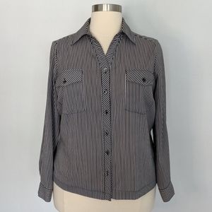 Navy and white button up blouse